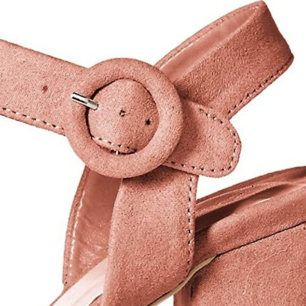 QUPID Suede Chunky Ankle Strap Platform Sandals NWOT! - Picture 3 of 8